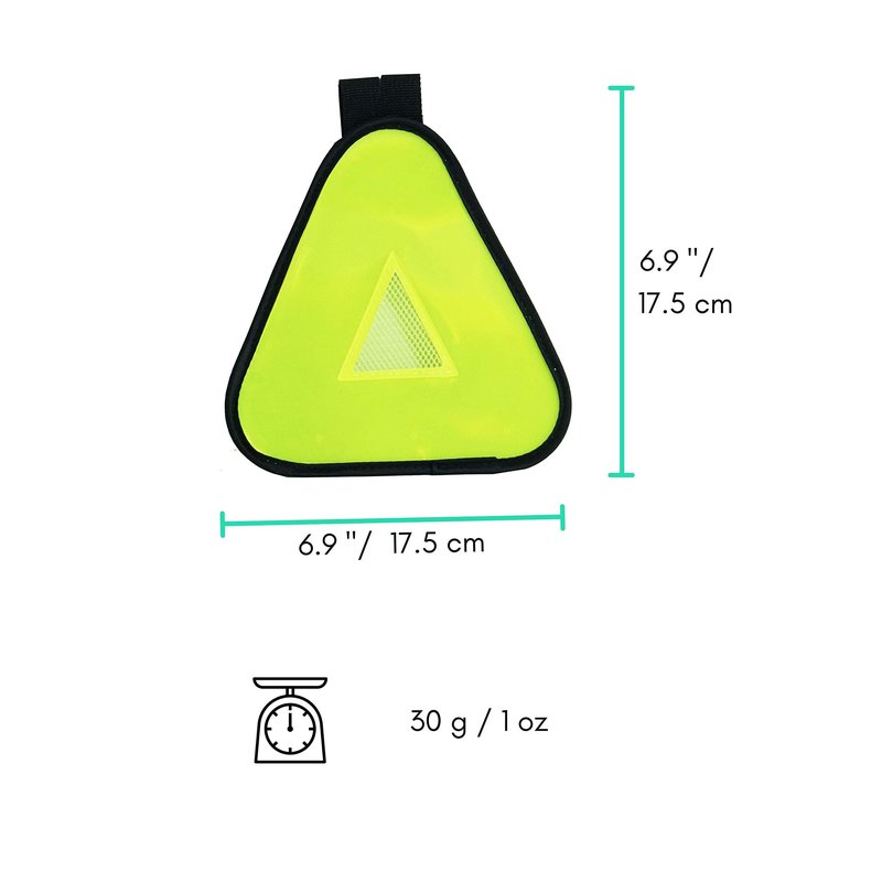 Vincita Reflective Yield Symbol with Hook and Loop Strap - High Visibility for Safety At Night - Safety Reflector for Bike Rack, Stroller, Backpack, Car Rack - Bicycle Reflective Accessories (Green)