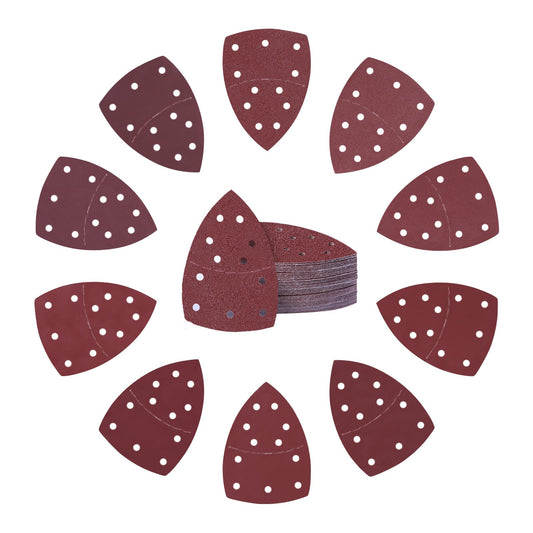 50PCS Mouse Detail Sander Sandpaper Hook and Loop 11-Holes Triangular Sanding Sheets for Mouse Sanders - Mixed Grits Coarse to Fine 60/120/240/400/600/800/1000/1200/1500/2000 Grits