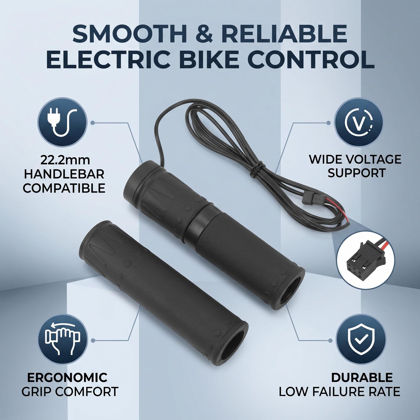 Electric Bike Throttle, 22.2mm FT 158X Universal Fit for 12V to 72V E Bikes Easy Install Replacement Twist Grip for Mountain Bike and E Bicycle Conversion