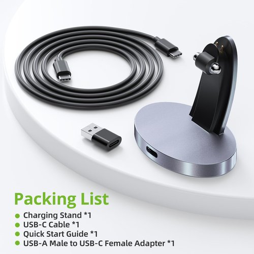 Charging Dock Compatible with Ray-Ban Meta Smart Glasses, Portable Charging Stand Work for Way-farer/Skyler/Headliner Models, LED Indicator, Pin Contact Fast Safe Charging, Space Gray