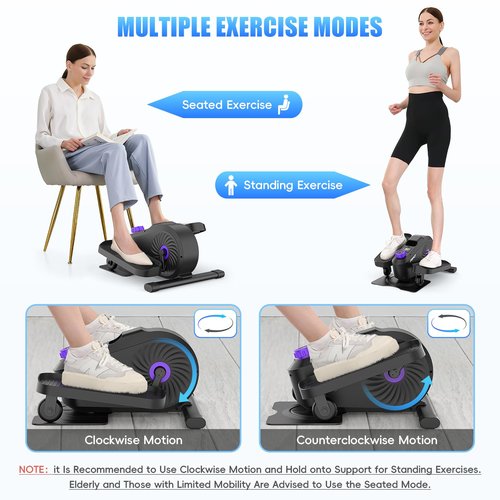 FUNMILY Under Desk Elliptical, Under Desk Bike Pedal Exerciser, Fully Assembled Leg Exerciser 2 in 1 Seated Standing Elliptical, Ultra-Quiet Mini Elliptical Machines for Home Office Use