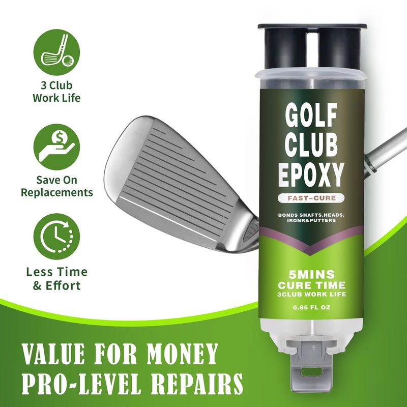 Tylove Pro Strength Golf Club Epoxy -2-Part Epoxy Glue Adhesive for Repairing Loose Driver & Iron Heads, High Impact Resistance, Easy Syringe Application, Clear Permanent Bond (Fast+Long Cure)