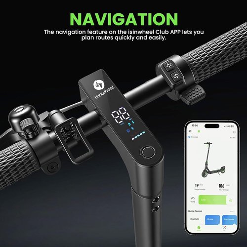 Isinwheel S9/S9Pro Electric Scooter - 19MPH Speed, 350W Motor, 12/19 Miles Range, Foldable Design