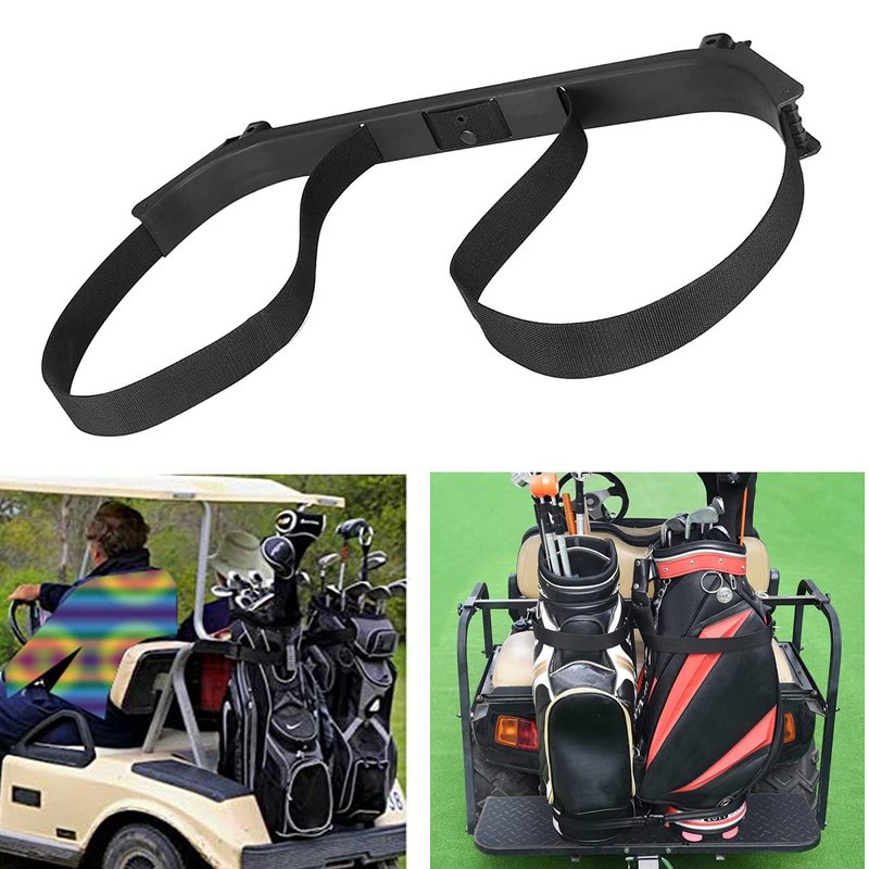 Golf Bag Holder Strap Bracket Rack Assembly | Golf Bag Attachment for Golf Cart Rear Seat- Black Fits 1987-Up Club Car DS Gas & Electric Golf Carts Replace#1013935
