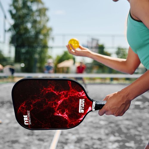 STARR Fyre Series Pickleball Paddle | 10mm Honeycomb Core | Fiber Glass Power Surface (Red)