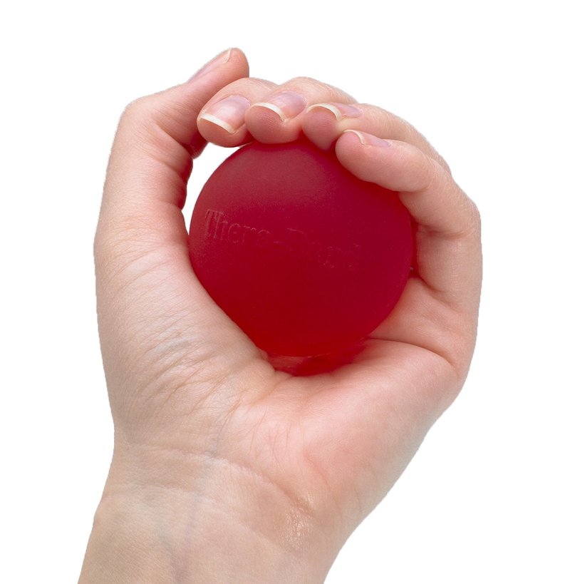 THERABAND Hand Exerciser, Ball For Hand, Wrist, Finger, Forearm, Grip Strengthening & Therapy, Squeeze Ball to Increase Hand Flexibility & Relieve Joint Discomfort, Red, Soft, Beginner