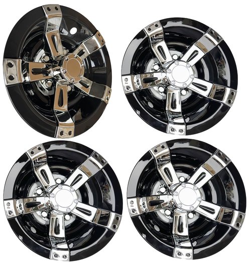Golf Cart 10" Wheel Covers Hub Caps W/Chrome Spokes for EZGO Cub Car Yamaha Golf Cart Package Set of 4pcs