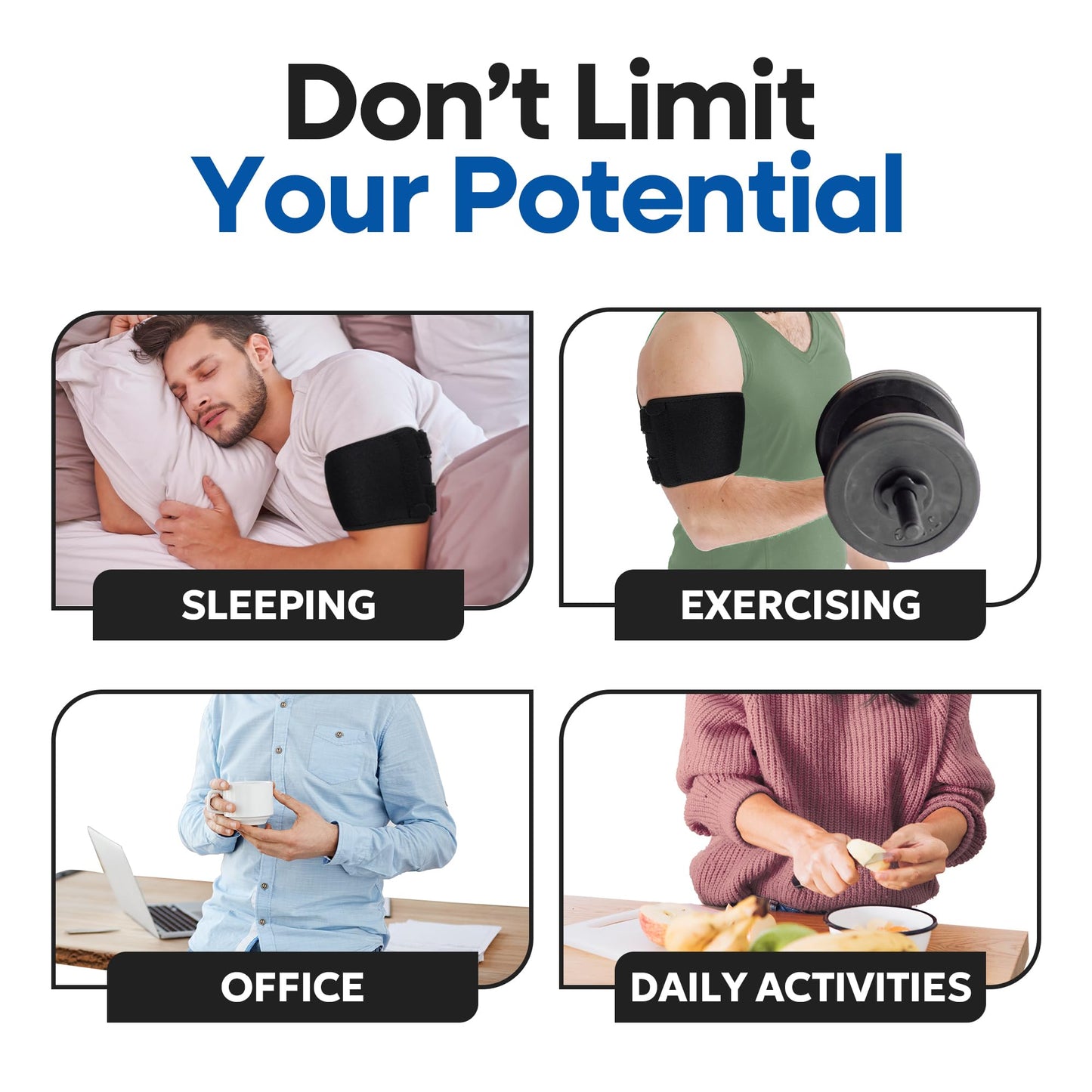 ARMSTRONG AMERICA Bicep Tendonitis Brace, Bicep Band & Upper Arm Compression Sleeve I Triceps & Biceps Muscle Support For Upper Arm Tendonitis Pain Relief Or Bicep Strains (LARGE 10" to 16")