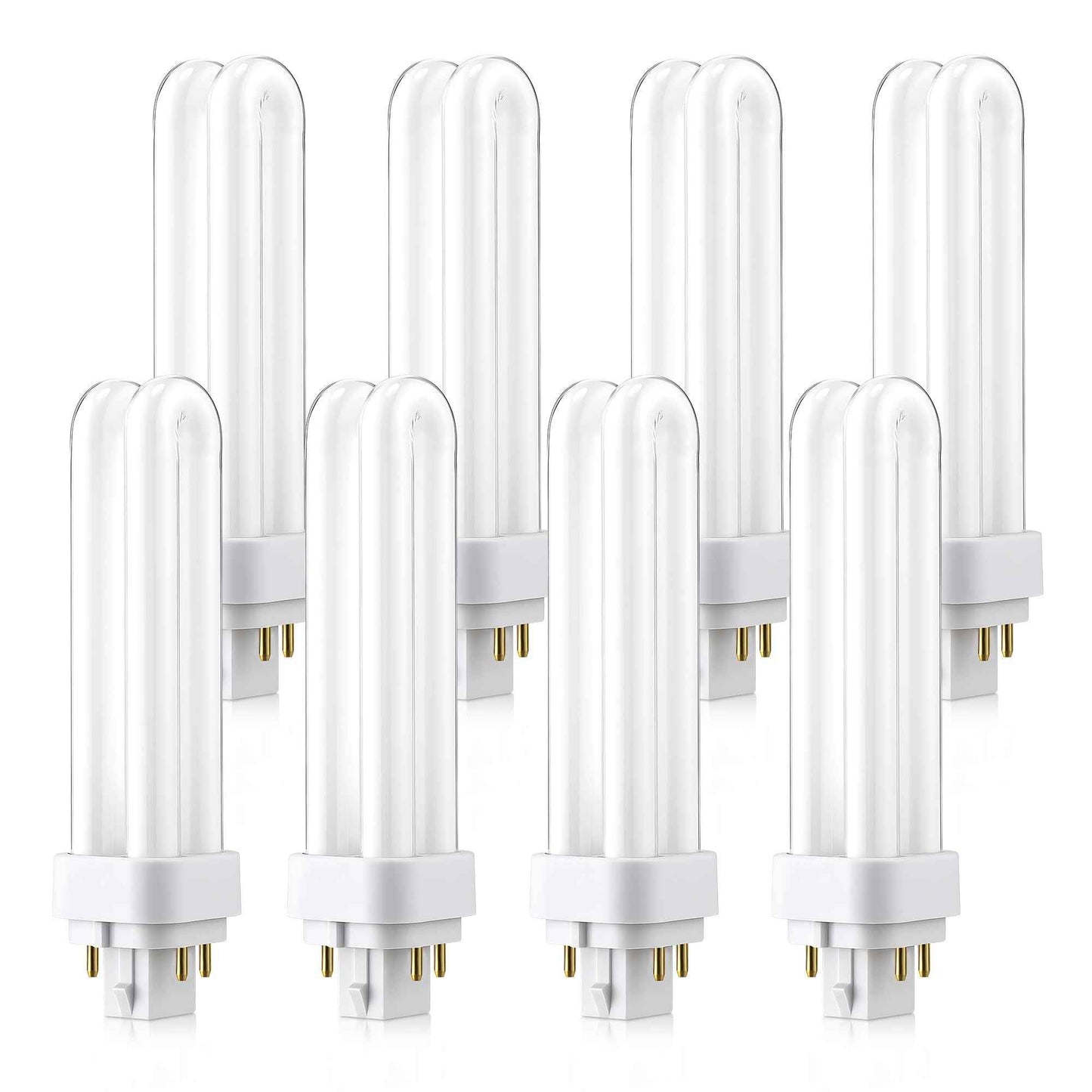 Saillong 8 Pack PLC-13W 4 Pin G24q-1, 4100K White Dimmable Compact Fluorescent Light Bulb, Double Tube, Compatible with Sylvania 20667, GE 97597