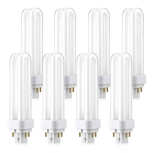 Saillong 8 Pack PLC-13W 4 Pin G24q-1, 4100K White Dimmable Compact Fluorescent Light Bulb, Double Tube, Compatible with Sylvania 20667, GE 97597