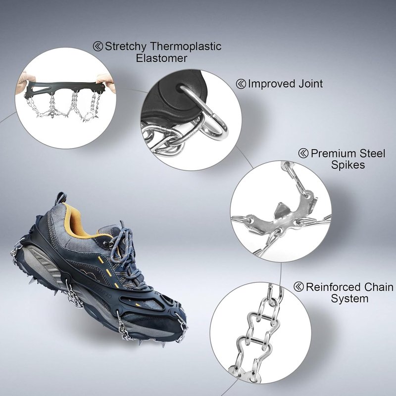 Non-Slip Gripper Spikes for Shoes and Boots - 26 Stainless Steel Spikes for Superior Traction on Ice and Snow - Shoe Talons Anti-Slip Design for Safe