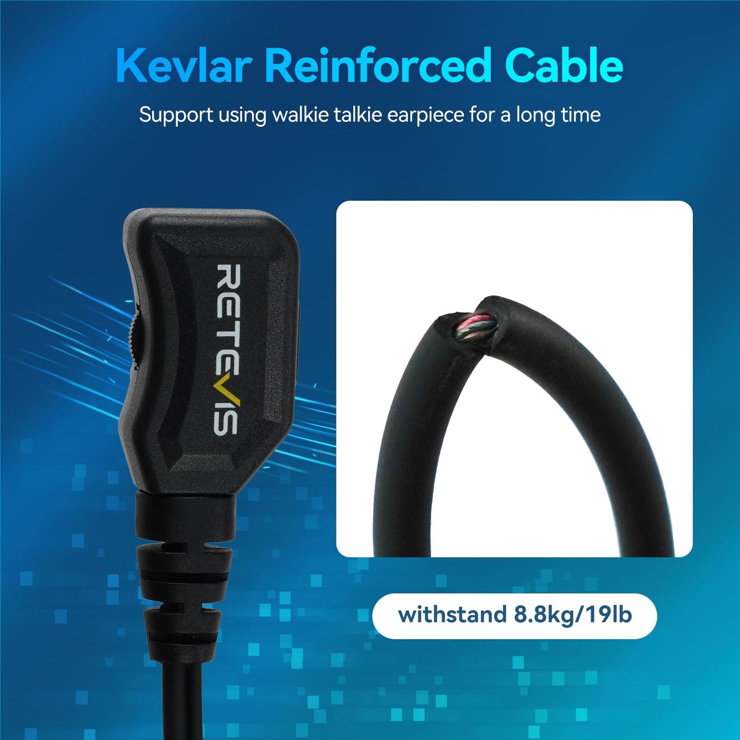 Retevis Walkie Talkie Earpiece with Mic, Volume Adjustable, Kevlar Cable, Coiled Cord, for RT22 RT68 RT21 H-777 H-777H RT86S, Compatible with Baofeng BF-888S, Kenwood, Pxton Two Way Radio(4 Pack)