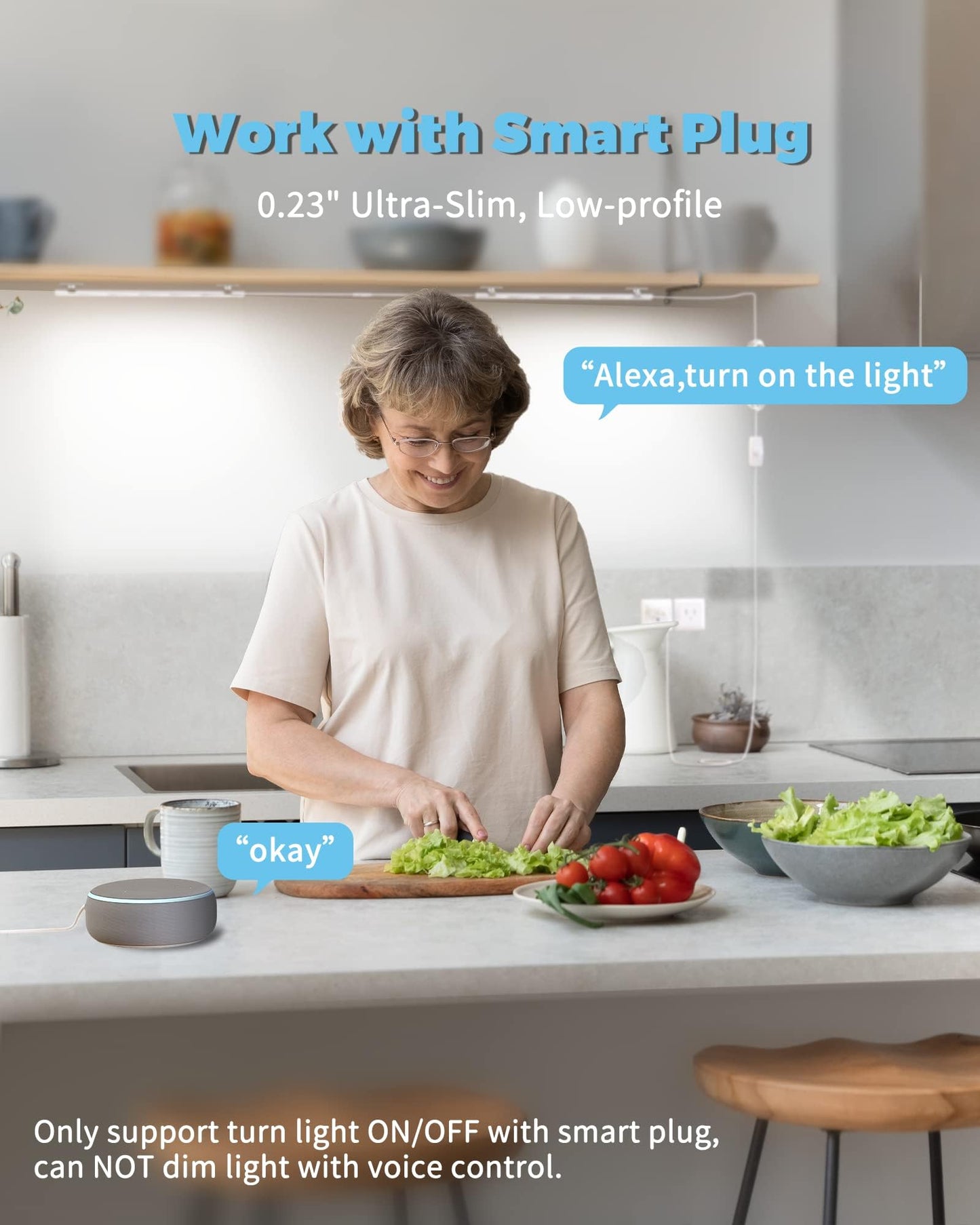 ASOKO HOME Dimmable Wired Under Cabinet Lighting - 2 Pack of 12-Inch Cold White 6000K Linkable USB LED Lights for Kitchen, Desk, Sink, and Workbench