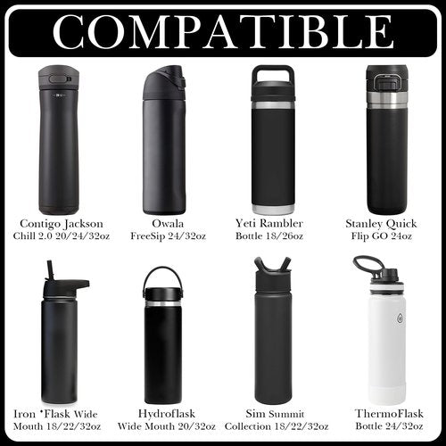 Linkidea Water Bottle Carrier with Strap Compatible with Owala FreeSip 24oz/32oz, Iron Flask Wide Mouth 32oz, Waterbottle Sling Bag Holder, Shoulder Strap with Phone Pocket (Black)