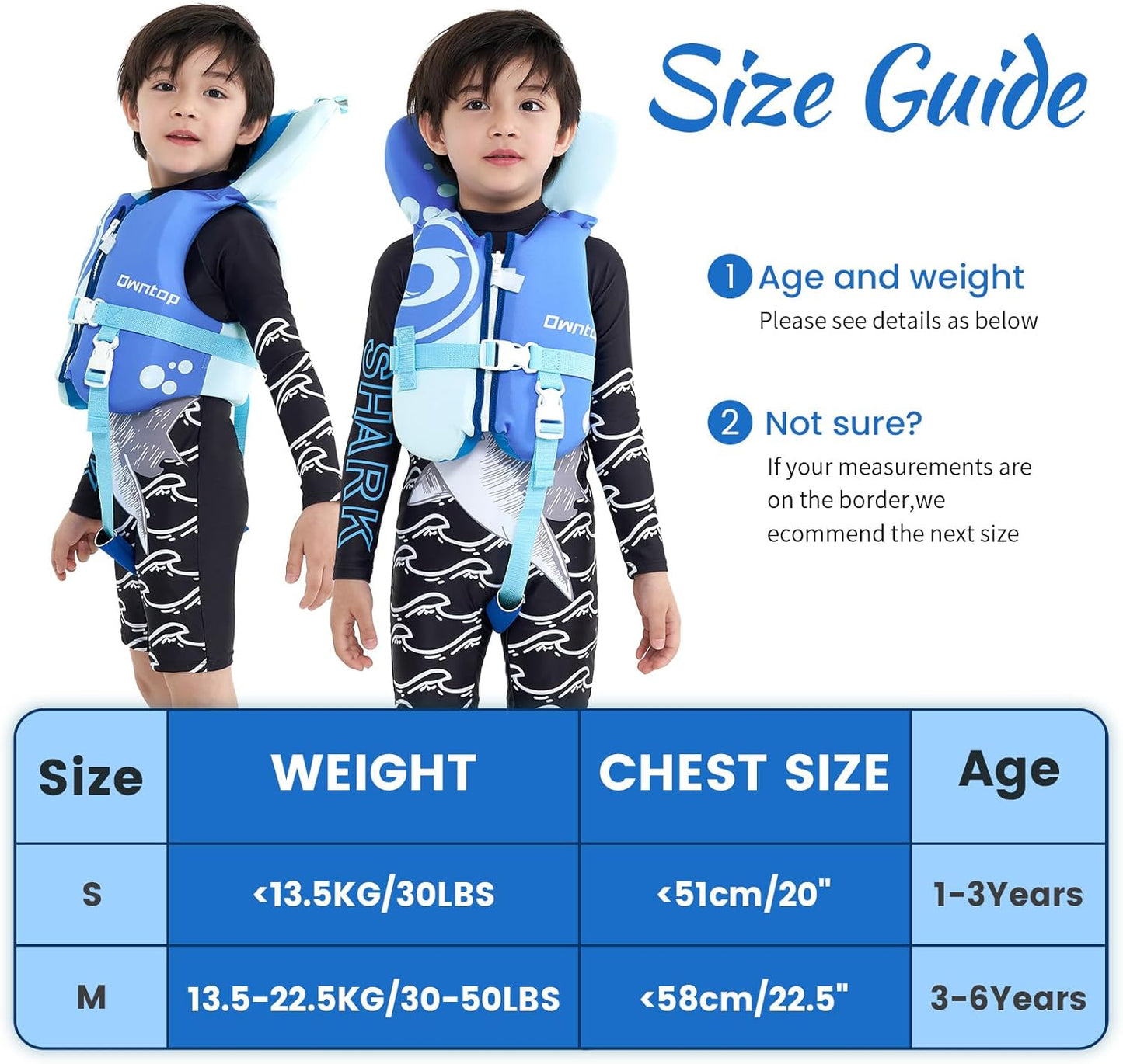 Owntop Toddler Swim Vest - Kids Float Jacket with Adjustable Safety Straps | For Ages 1-6, 20-50 lbs