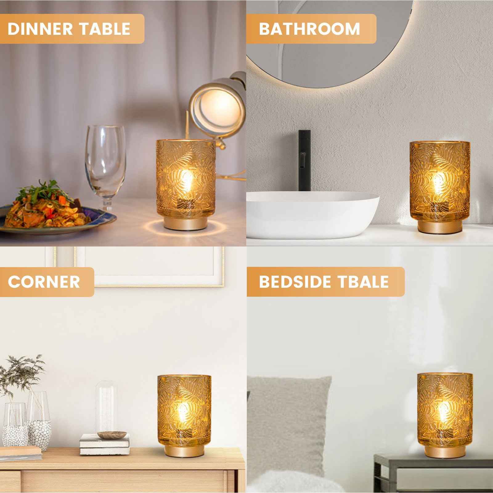 ULAROOM Small Battery Operated Lamp-Portable Cordless Table Lamp with LED Bulb for New Home Decor Gift,Wireless Battery Powered Desk Lamp for Bedroom Living Room Decor Aesthetic Golden Amber