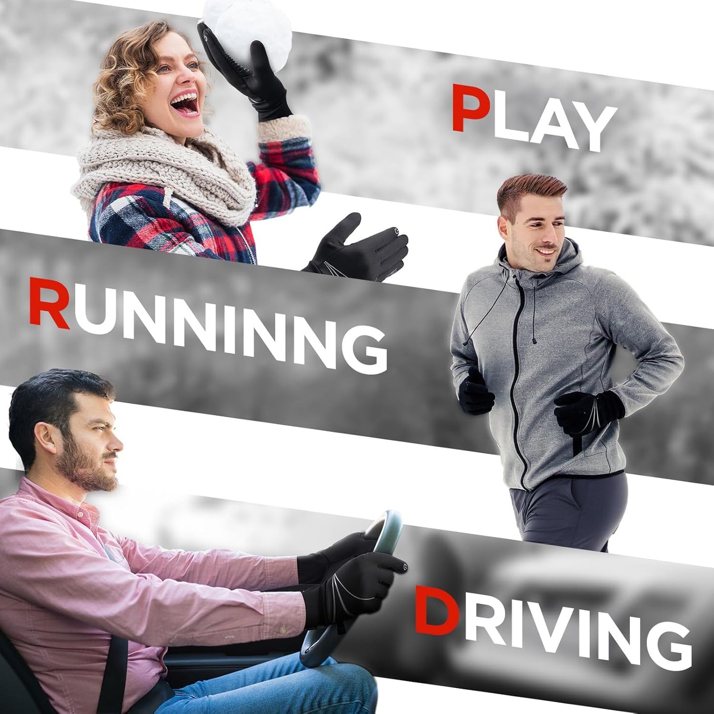 RUIXUE Winter Gloves - Warm Thermal Touchscreen, Windproof & Non-Slip for Men & Women