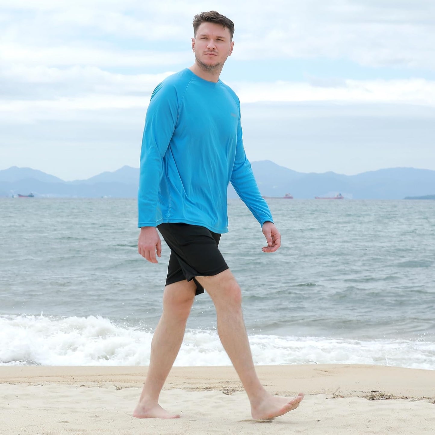 Skiennix Men's UPF 50+ UV Sun Protection Long Sleeve Rash Guard - Lightweight Quick Dry for Hiking & Fishing