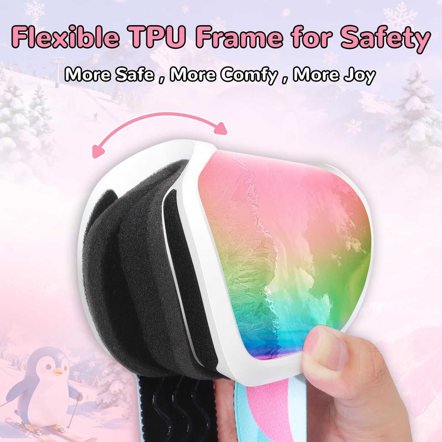 Keary Kids Ski Goggles for 3-14 6-14 Snowboard Goggles Snow Goggles Kids Toddler Boys Girls Youth Child Snowboarding Goggles UV Protection Anti-Fog Pink Winter Snow Sports with Helmet
