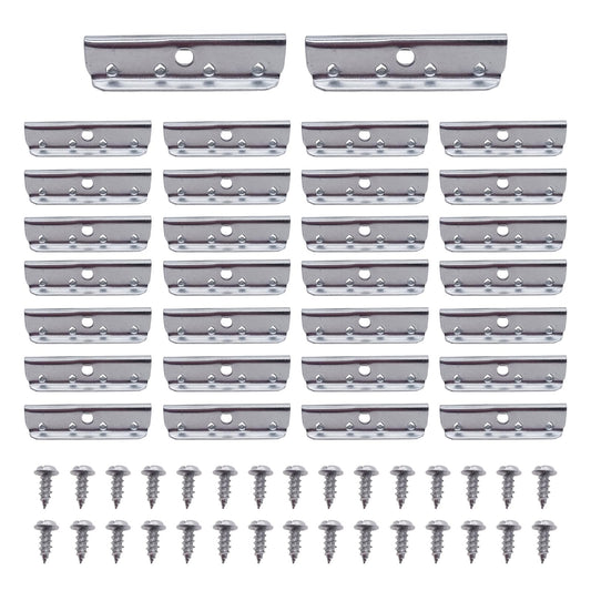 30 Pcs Metal End Clips for Rubber Webbing, 1/2 * 2" Replacement Upholstery Furniture Webbing End Clips for Sofa Chair Furniture with Screws