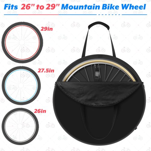 Cosmos Bicycle Bike Wheel Carry Case Bag, Waterproof Protective Travel Storage Bike Wheel Cover for Road Mountain Bike, Fits 26” to 29” Bike Wheel Size for Handle & Shoulder Carrying