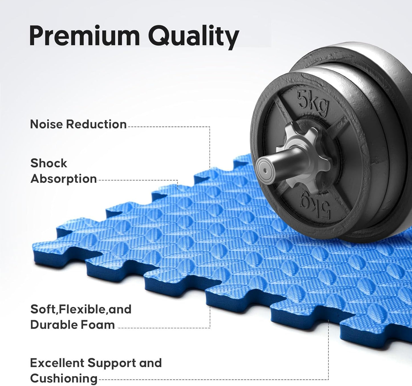 Puzzle Exercise Mat by Home Gym - EVA Interlocking Foam Tiles for Workouts & Play - Blue, 24x24 in, 16 Pack