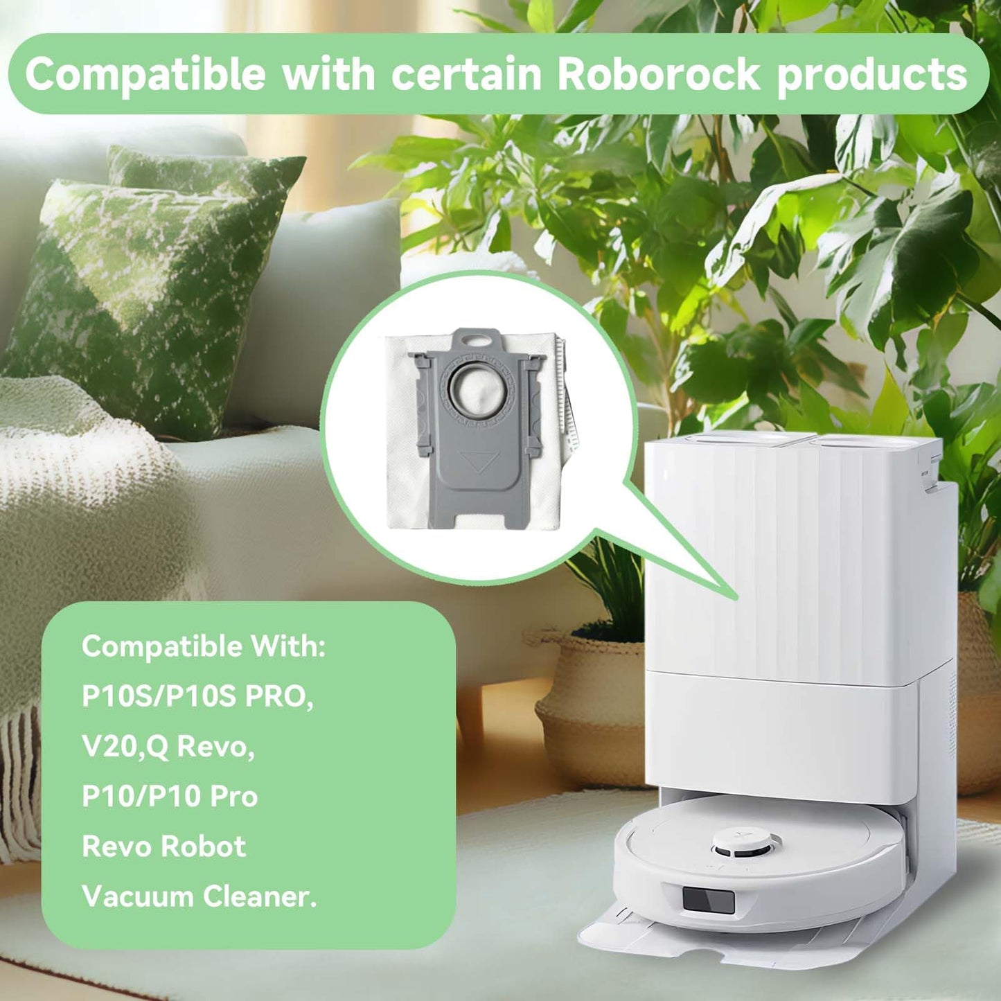 6 Pack Qrevo Bag replacement for Roborock Saros10R, Qrevo Series QV 35A, Qrevo S5V, Qrevo S, Qrevo Edge S5A, Qrevo 2R3W, S8 Max Ultra, S8 MaxV Ultra, Qrevo Curv S5X, Qrevo Master/Slim robot Vacuum