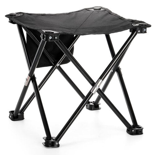 Cididu 2 Pack Camping Stool, 13 Inch Compact Camping Chair Portable, Lightweight Folding Stool Seat with Side Pocket and Carry Bag for Outdoor Hiking, Fishing, Picnic, Beach and Lawn Party, Black