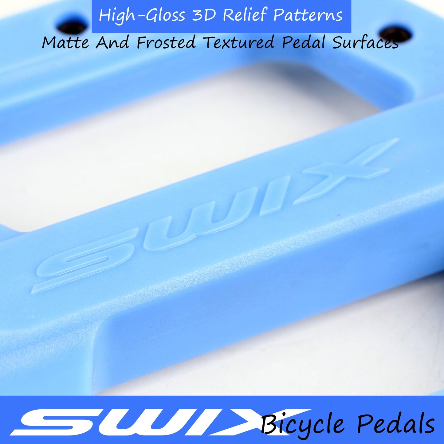 SWIX Bike Pedals Professional Mountain and Road Bike Flat Pedal Wide Paltform and Lightweight Non-Slip Pedal for 9/17" Bike/Hybrid Bike/E-Bike Parts Replacement Pedals Bike Accessories Blue