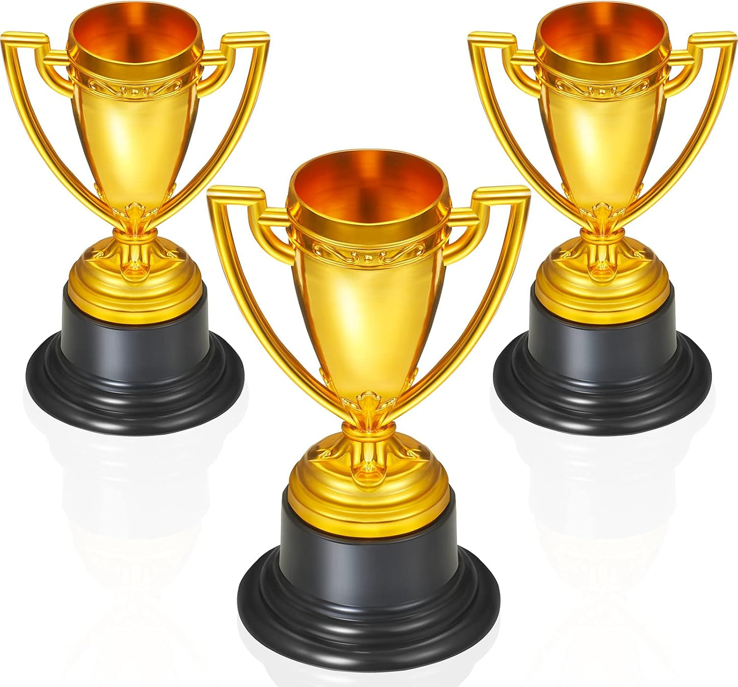 Skylety Mini Trophy Cups - 3 Pcs Gold Plastic Awards for Kids & Adults | Perfect for Sports Ceremonies