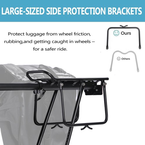 YONTUO Rear Bike Rack,Bike Cargo Rack,Soft Hanging pad，Large Size Protection Brackets and Reflective,Adjustable,Universal,Fit 24" to 29" Bike Frames,BCR09