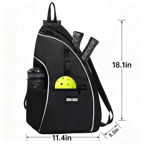 ZBEZBE Pickleball bag,pickleball backpack for man and women-Pickleball/Tennis/Badminton Rackets, Water Resistant with Adjustable Shoulder Bag and Fence Hook, Quick Release Clips
