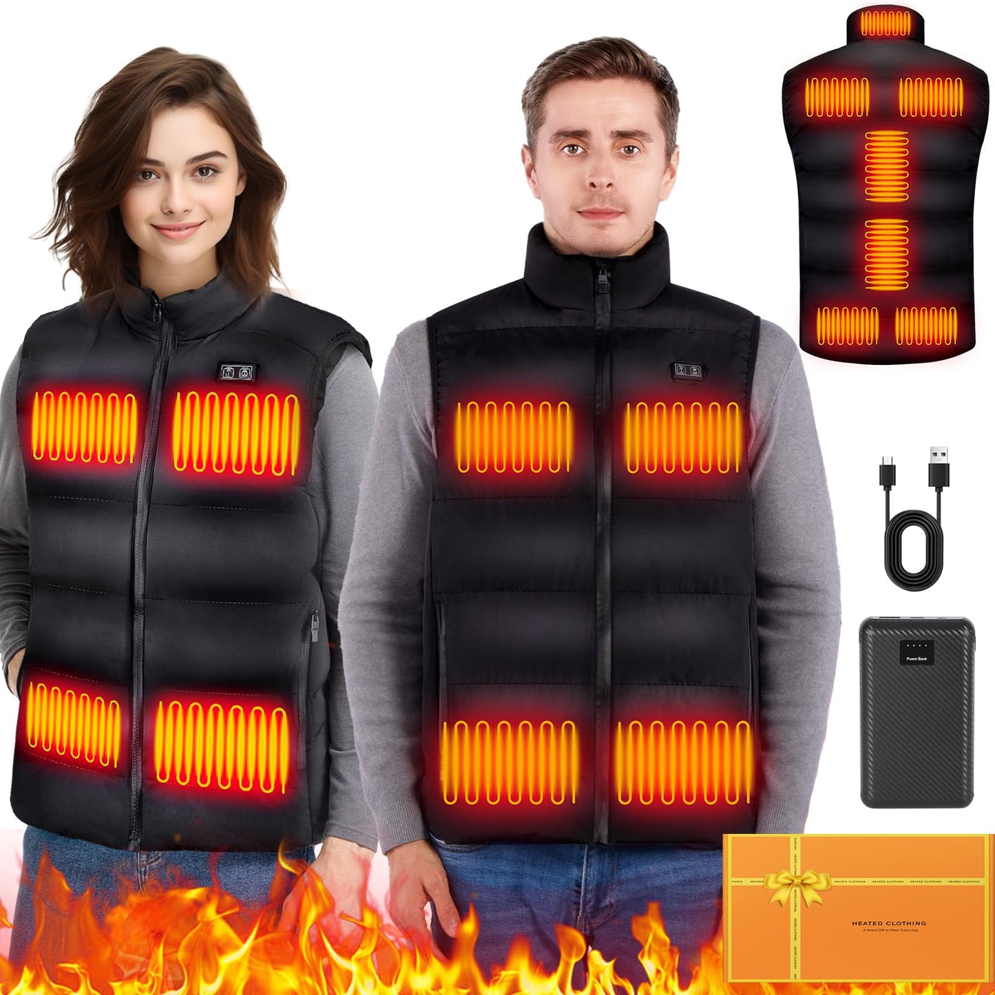 GYIPFIPA Rechargeable Heated Vest, 11 Heating Zones Warming Heated Jacket Rechargeable Heated Vest with 16000mah Battery Pack(XXLarge)