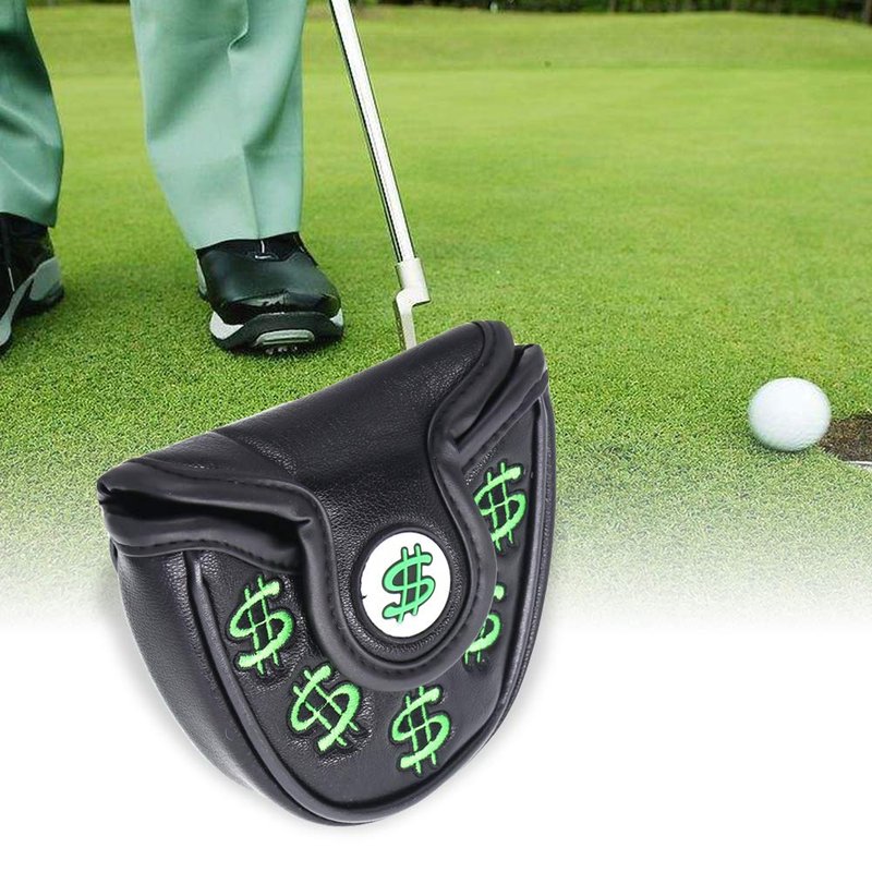 SEACLOUD Golf Cash Money Mallet Putter Cover for Scotty Cameron PU Headcover with Magnetic Closure 2ball Black Green
