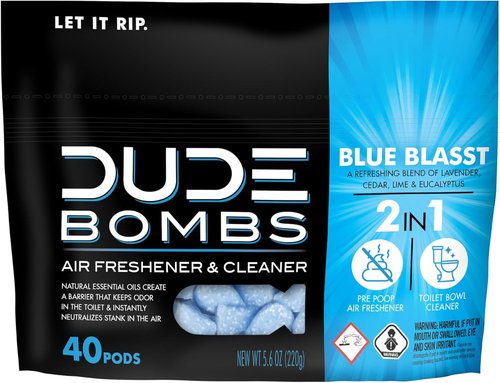 DUDE Wipes DUDE Bombs Toilet Stank Eliminator - 2-in-1 Air Freshener & Cleaner - 40 Pods, Lavender & Eucalyptus Blend