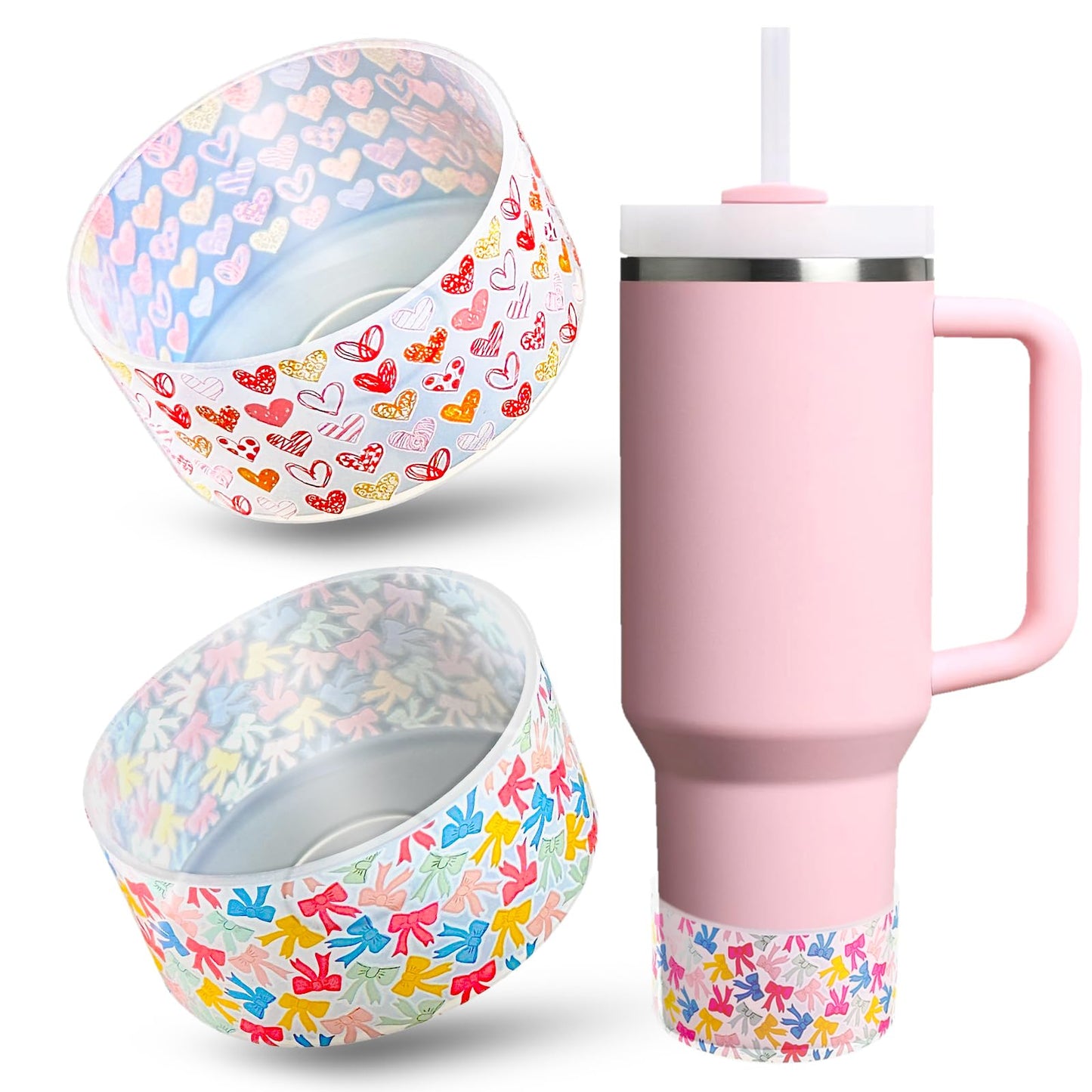 VirgoCCY 2-Pack Clear Transparent Boots for Mother's Day for Stanley Cup 40/30/20 oz, Bottom Protector for Owala Tumbler 40 oz & Stanley IceFlow 20/30 oz, Stanley Cup Accessories, Rabbit & Bird