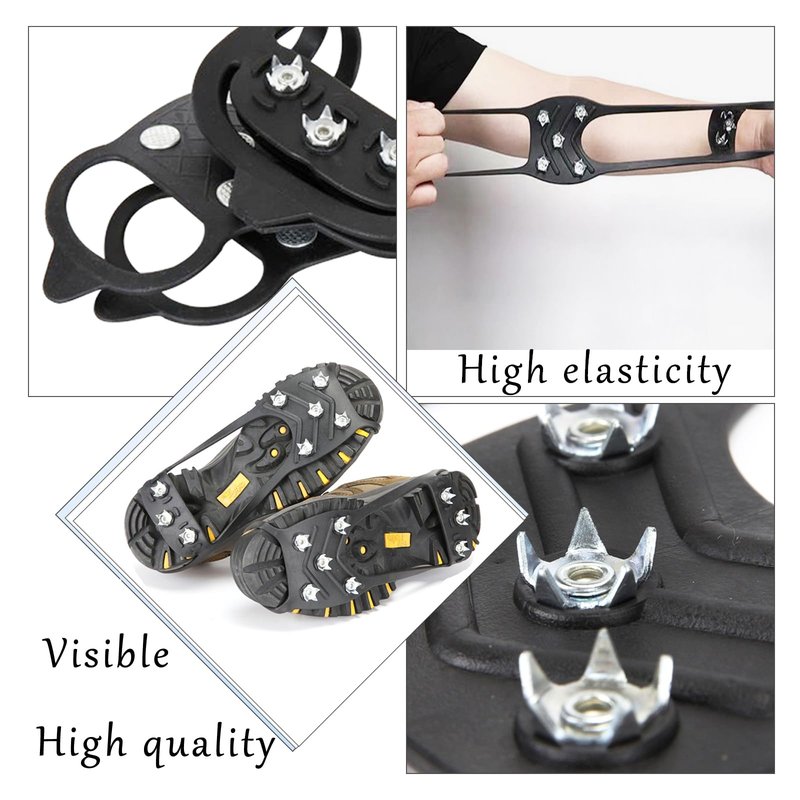 2 Pairs Non Slip Gripper Spikes for Shoes Ice Traction Cleats Walk Traction Cleat for Boots Shoe Spikes for Snow and Ice with Durable 8 Steel Studs Crampons[M]