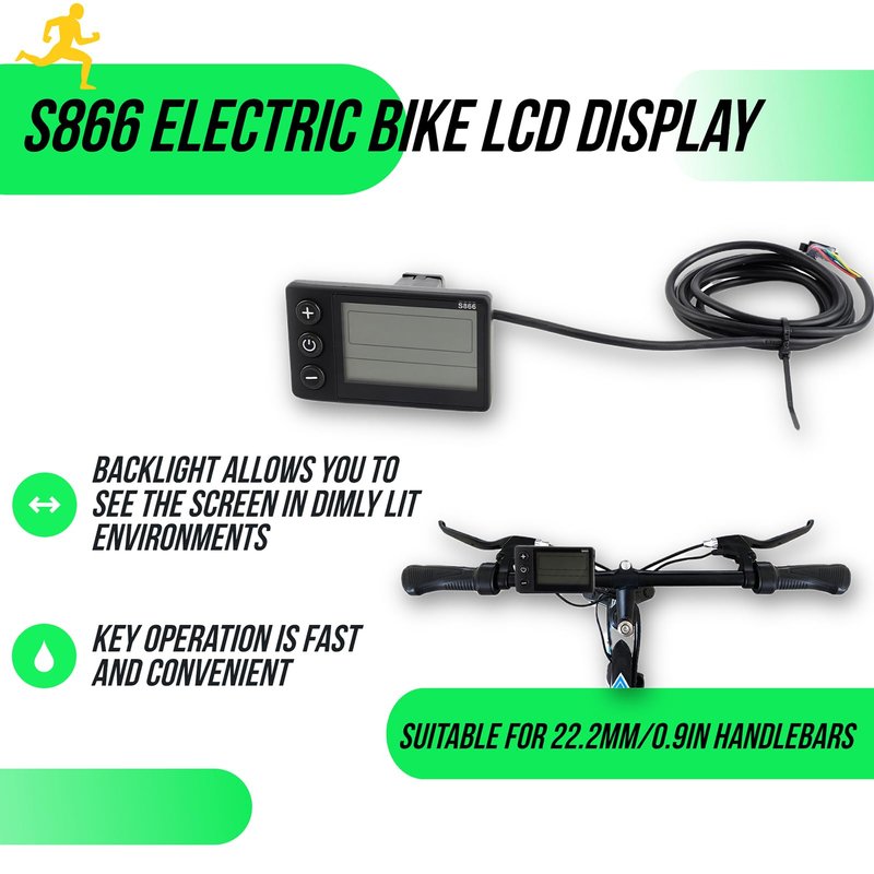 S866 Electric Display LCD Meter 24V 36V 48V Electric Scooter Control Panel with Plug