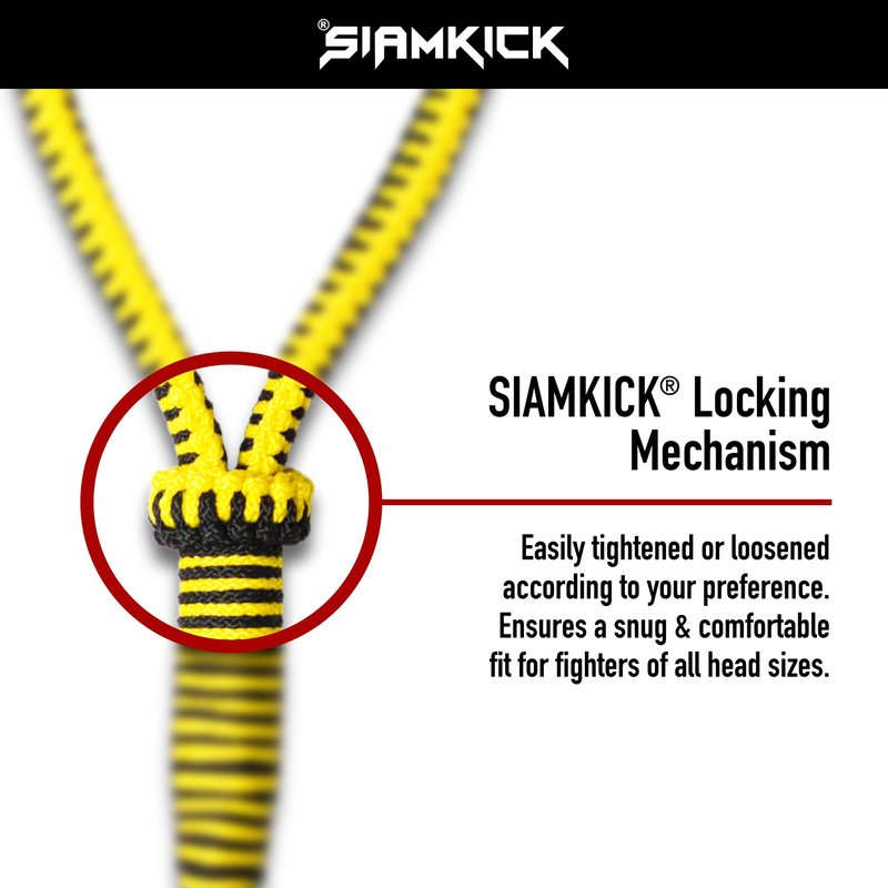 SIAMKICK Premium Traditional Muay Thai Mongkol Headband, Handmade Authentic Mongkon Headpiece, Wai Kru Thai Boxing & Kickboxing (Bumblebee)
