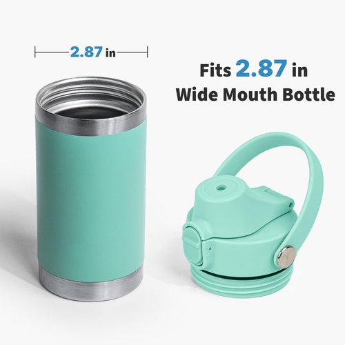 Diumepo Lids for YETI Rambler 12oz 18oz 26oz 36oz 64oz Water Bottle, Replacement Cap for Yeti Rambler Bottle with Flexible Handle, BPA Free (Seafoam)