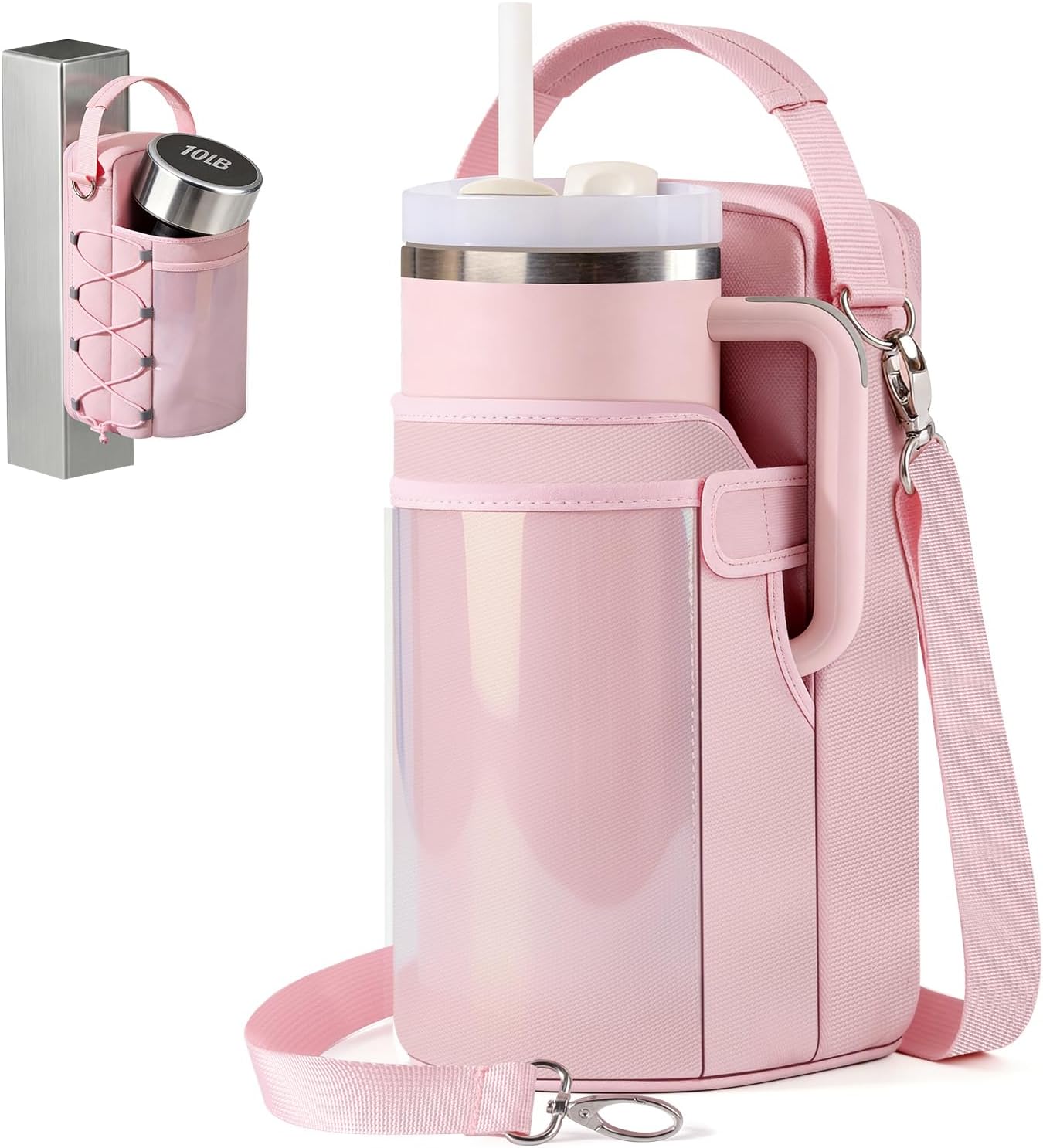 Skiennix Magnetic Gym Bag for Women - Water Bottle Holder & Touchscreen Pocket | Fits 40oz Tumbler, 4 Built-in Magnets, Shoulder Strap
