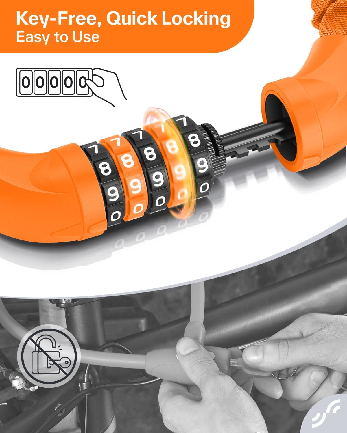 Sportneer Bike Lock - High Security 5-Digit Combination Chain Lock | 3.2/3.6/4ft Heavy Duty Keyless Design