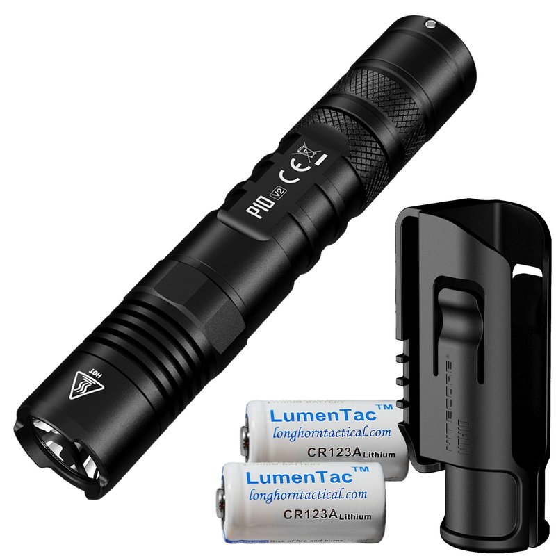 Nitecore P10 V2 Tactical Flashlight, 1100 Lumen Compact Duty Light with 220 Yard Beam, Dual-Switch Tailcap, 3 Operating Modes, IP68 Waterproof, NTH10 Holster Included