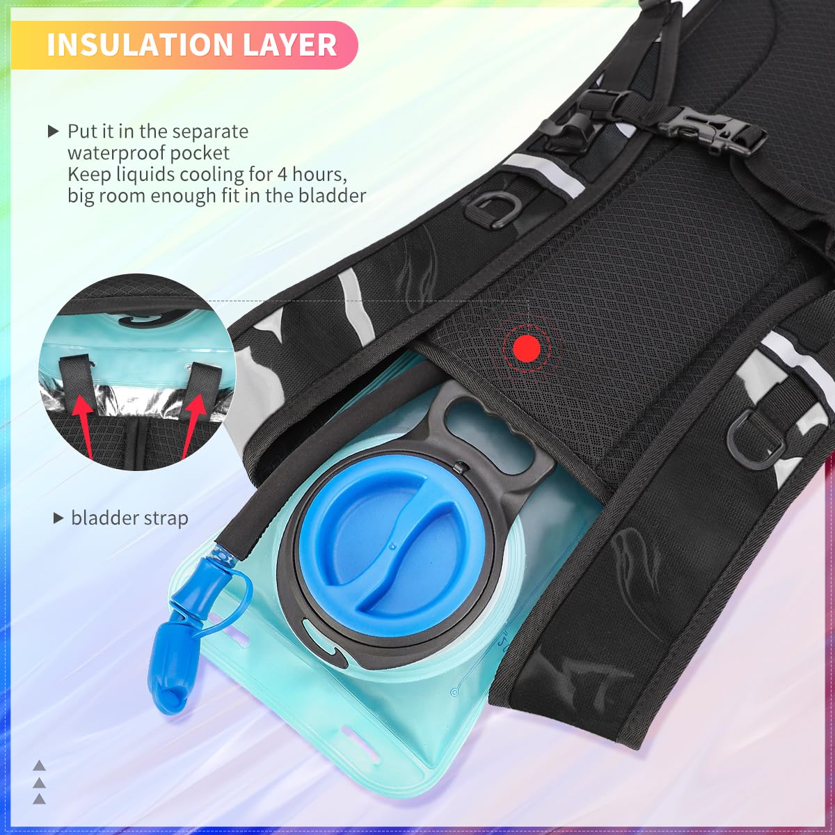 Hydration Backpack, Water Backpack with 2L Hydration Bladder, Rave Backpack Hydration Pack, Festival Essential for Raves, Hiking, Cycling, Climbing, Running, Outdoor, Camping and More