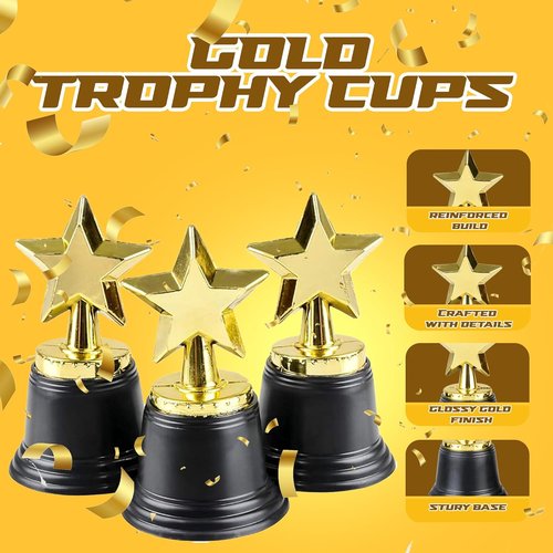 Bedwina Star Trophy Award - 4.5 Inch Gold Trophies for Kids & Adults | Perfect for Competitions & Events