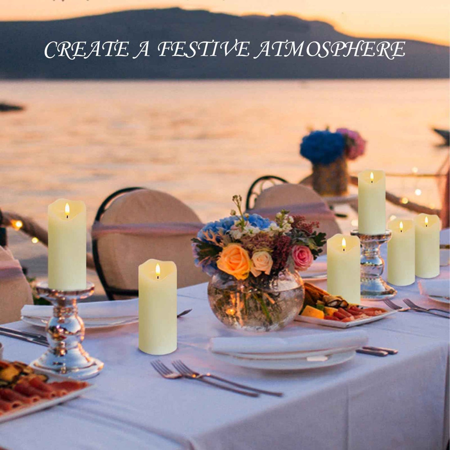 Homwamee Flameless Candles with Remote - Realistic 3D Flickering LED Candles, Timer & 3 Sizes (4”/5”/6”), Battery Operated Safe Real Wax Candles for Home/Wedding/Party Decor, Set of 3