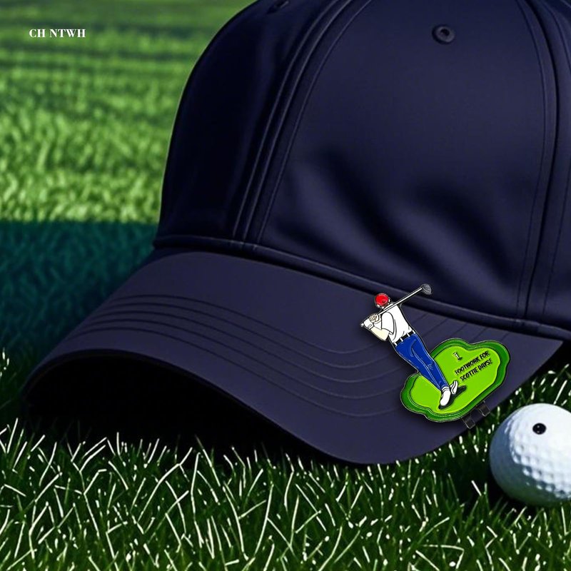 CH NTWH Funny Golf Ball Marker Magnetic Hat Clip for Putting Green - Premium Golf Accessories and Gift - Enhance Golfing Experience - 4 Markers with 2 Hat Clips