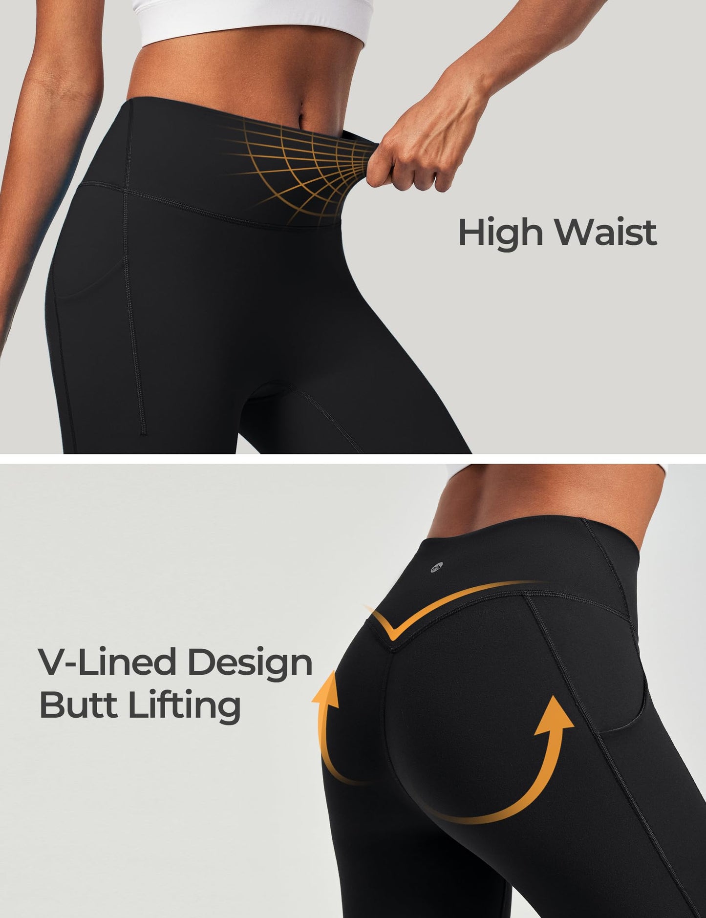 Heathyoga Buttery Soft Capri Leggings with Pockets for Women Tummy Control Capri Pants High Waisted Yoga Pants Women Black
