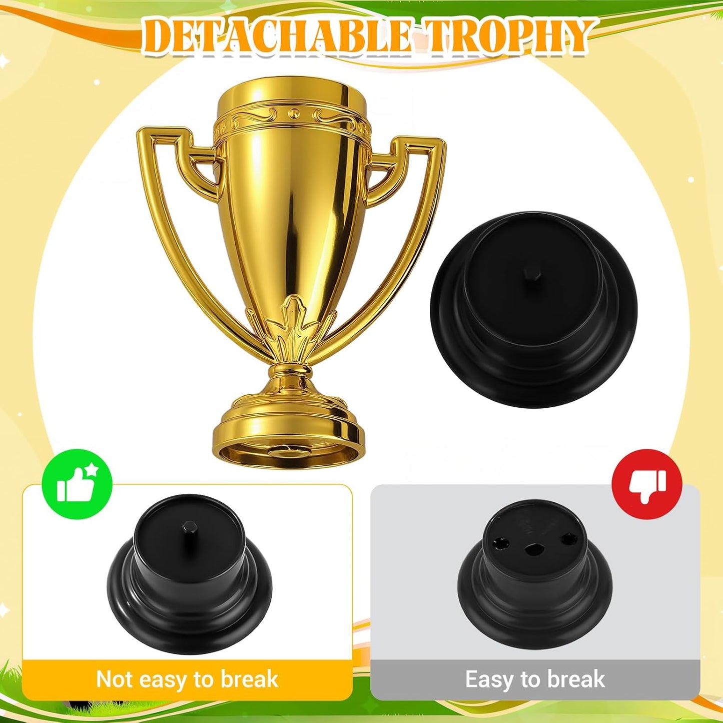 Skiennix Mini Trophies - Bulk Plastic Gold Trophy Cups for Kids' Sports Tournaments | 3.4 Inch