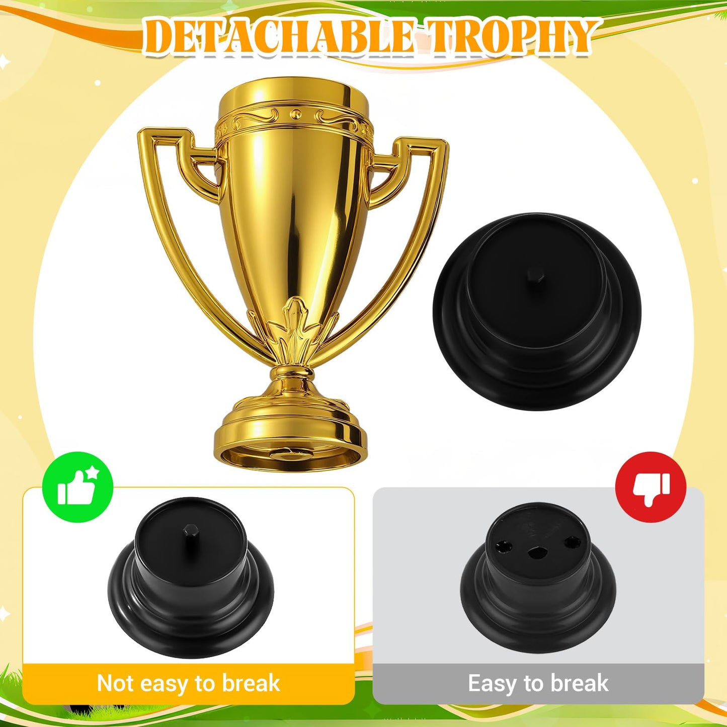 HFXXAD 12 Pcs Mini Trophies Bulk for Kids, Plastic Gold Small Trophy Cups for Sports Tournaments and Competitions(3.4in)